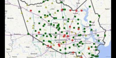 Peta kawasan banjir di Houston