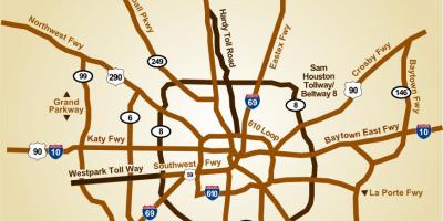 Peta Houston lebuh raya