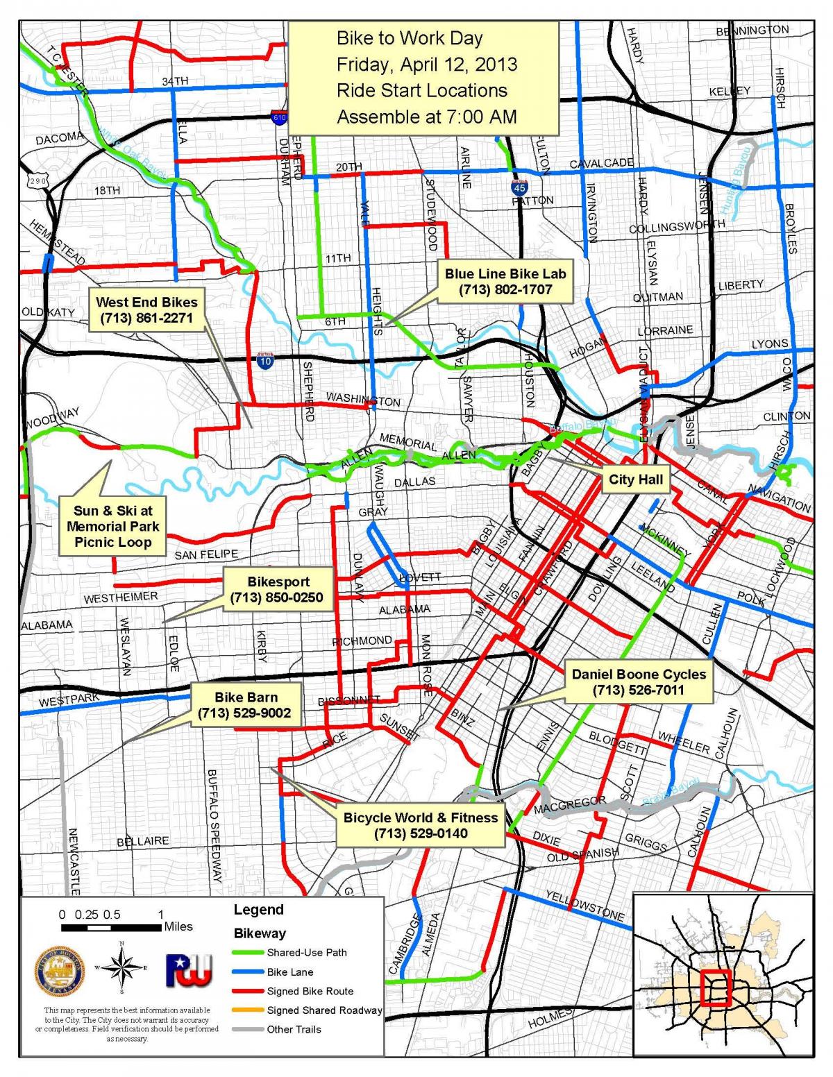 basikal laluan Houston peta