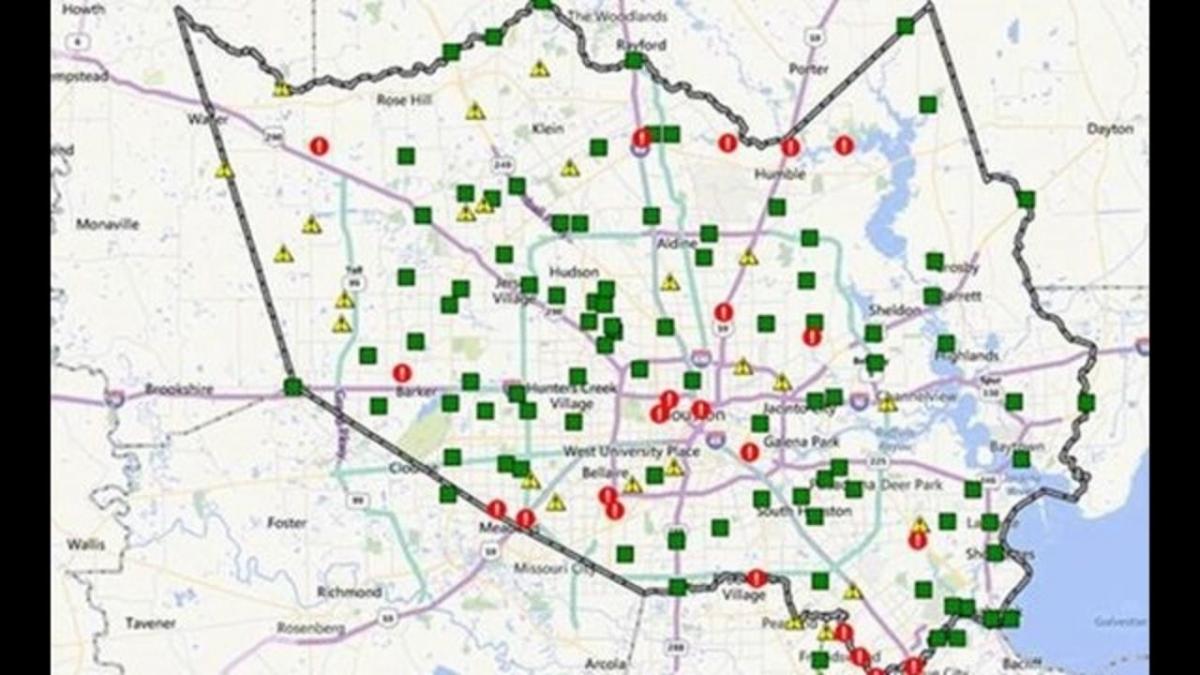 peta kawasan banjir di Houston