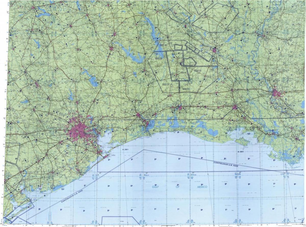 peta topografi dari Houston
