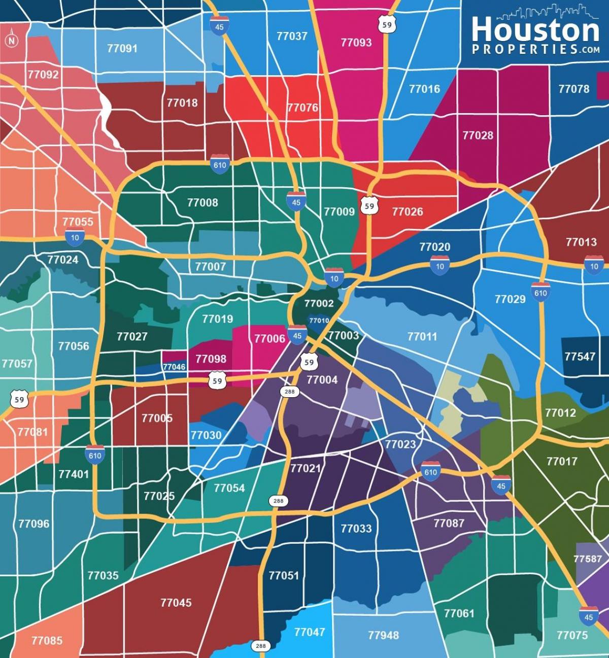 peta Houston kod zip
