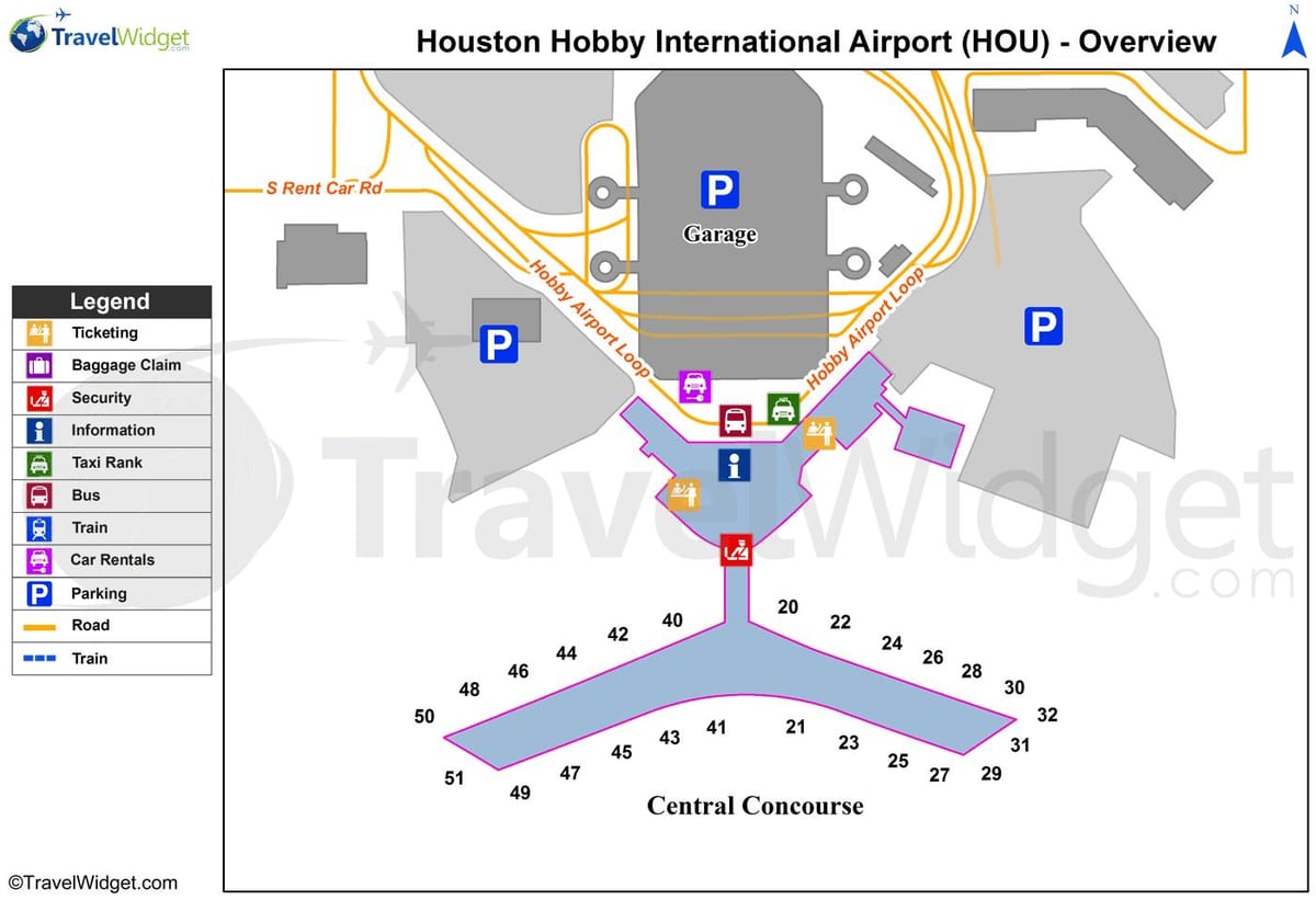 Houston terminal lapangan terbang peta